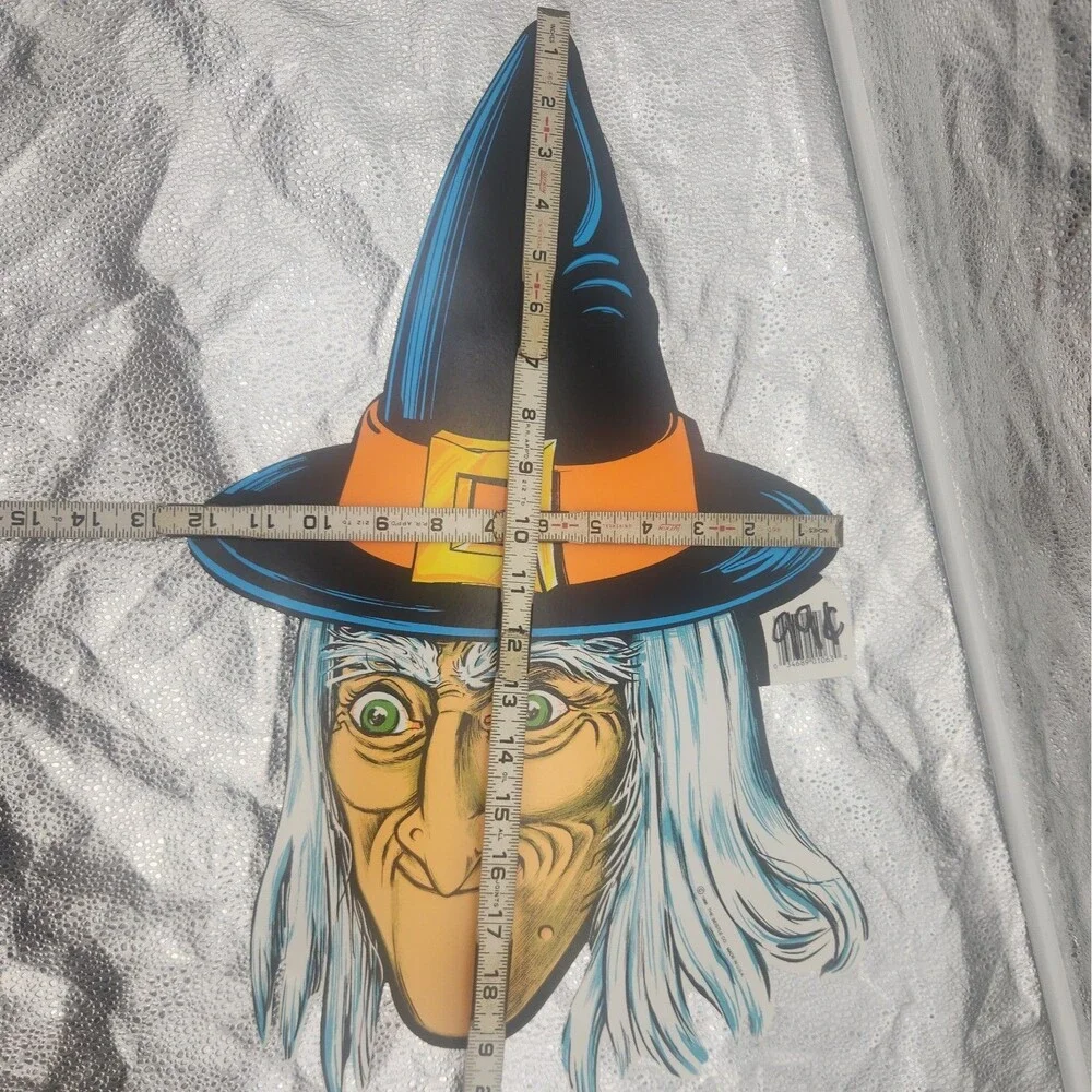 Die Cut Witch Head The BEISTLE Co 1986 Halloween Decoration 21” x 12.5” VTG NOS